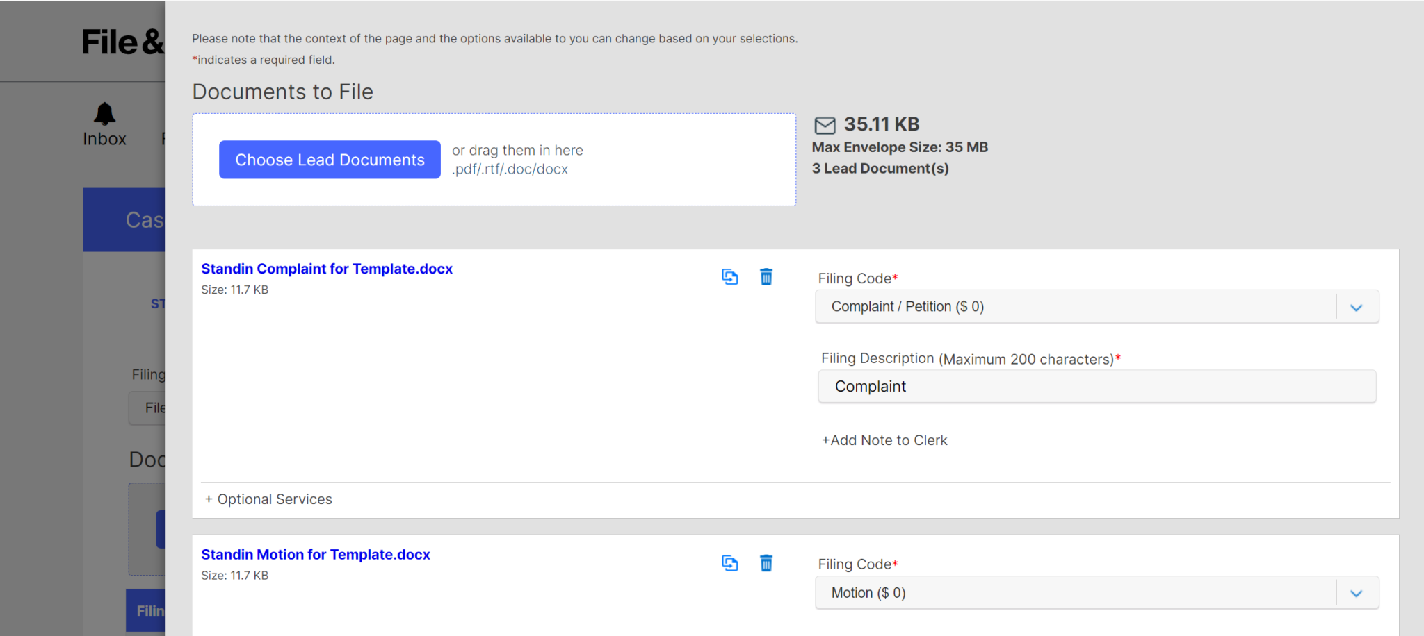 Efiling templates file servexpress